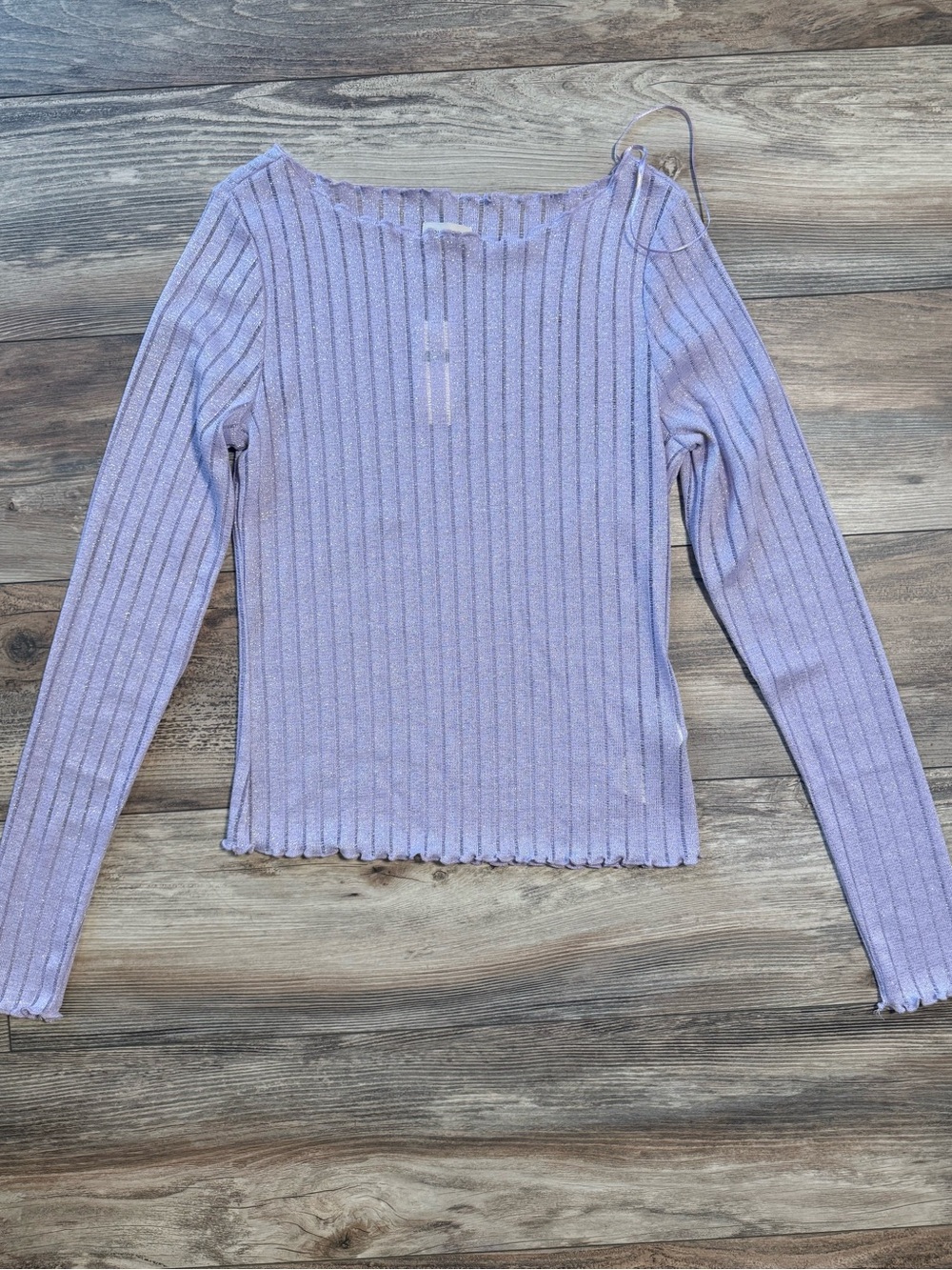Pilcro Lilac Ribbed Long-Sleeve Tee